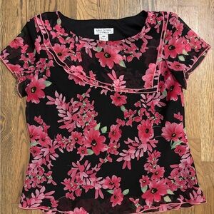 True Vintage Miss Dorby Floral Shirt with Shoulder Pads